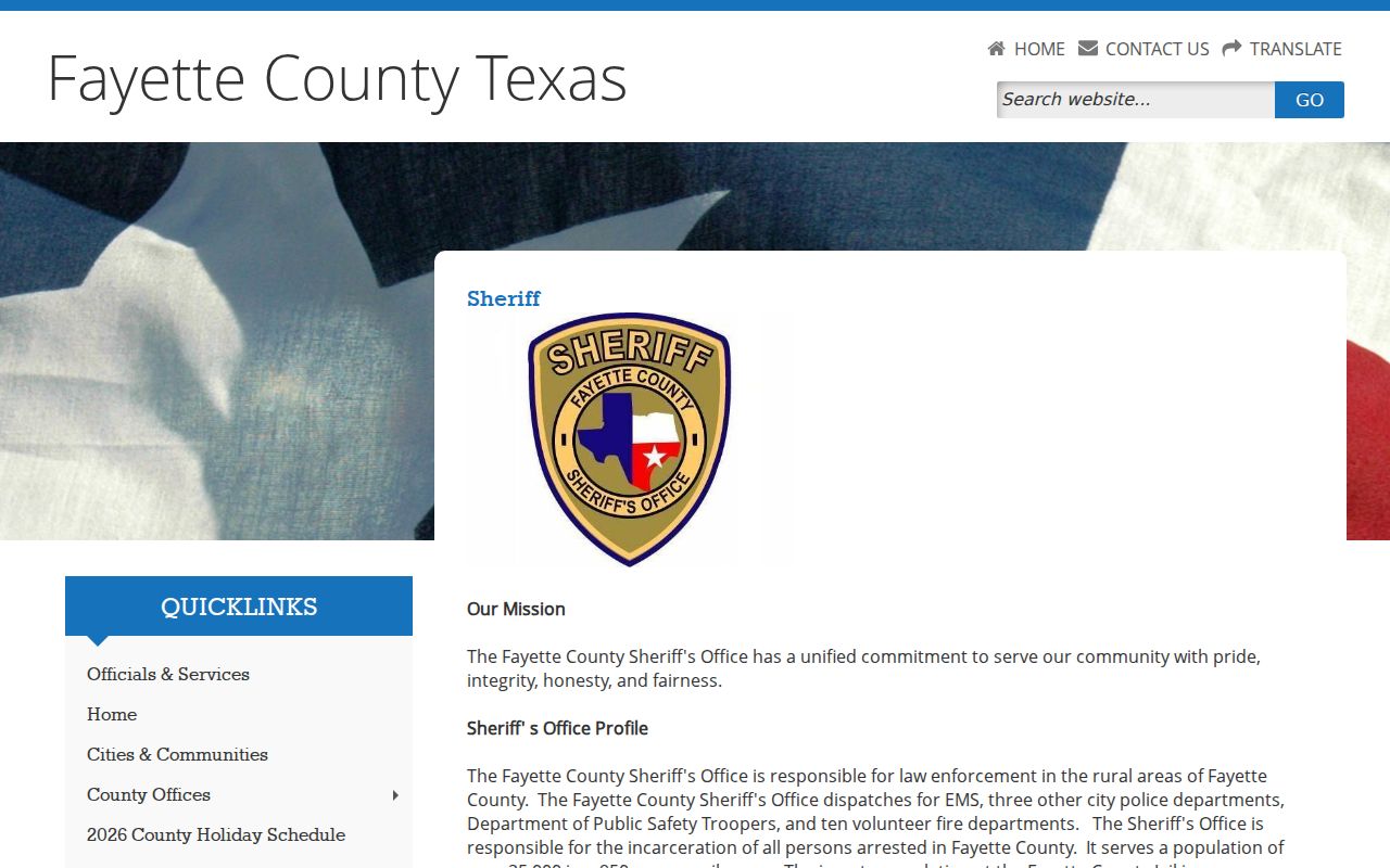 Fayette County arrest lookup Sheriff and jail contact page