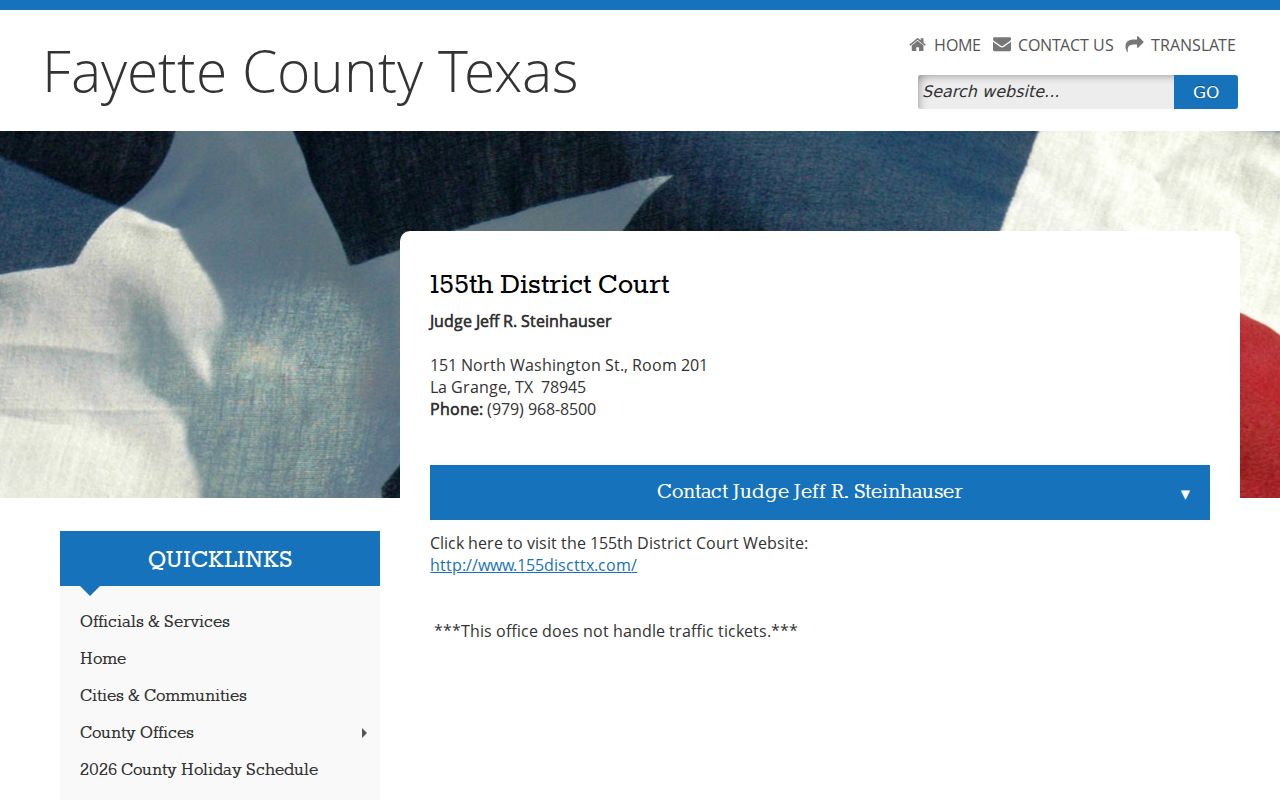 Fayette County criminal court cases 155th District Court page