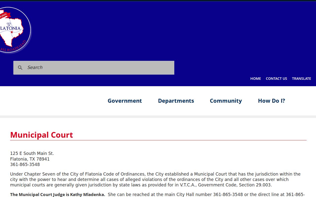 Flatonia criminal records Municipal Court jurisdiction