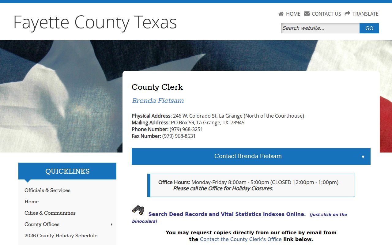 Fayette County criminal records County Clerk misdemeanor office