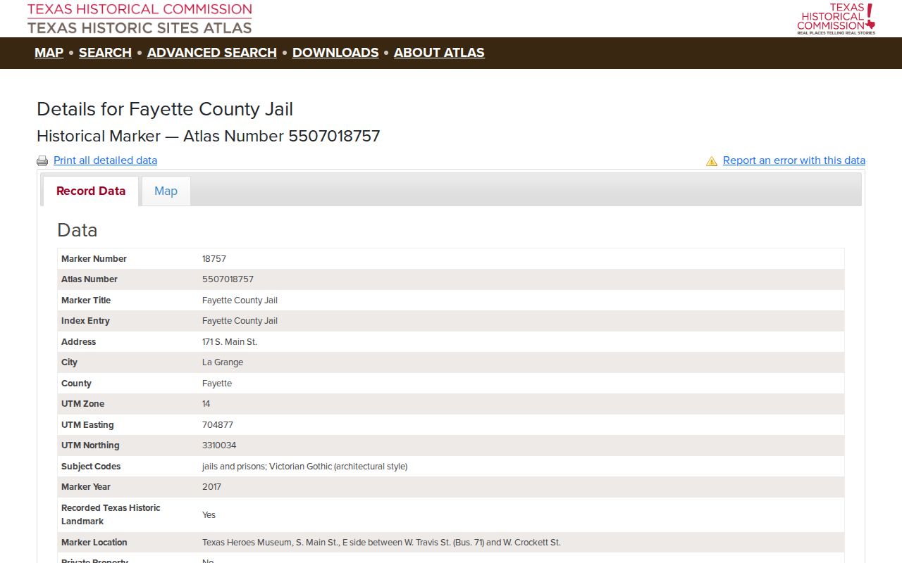 Fayette County criminal history historic county jail