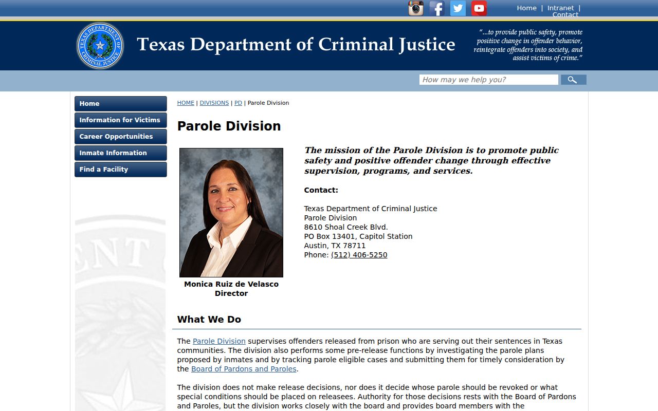 Fayette County criminal records TDCJ parole supervision